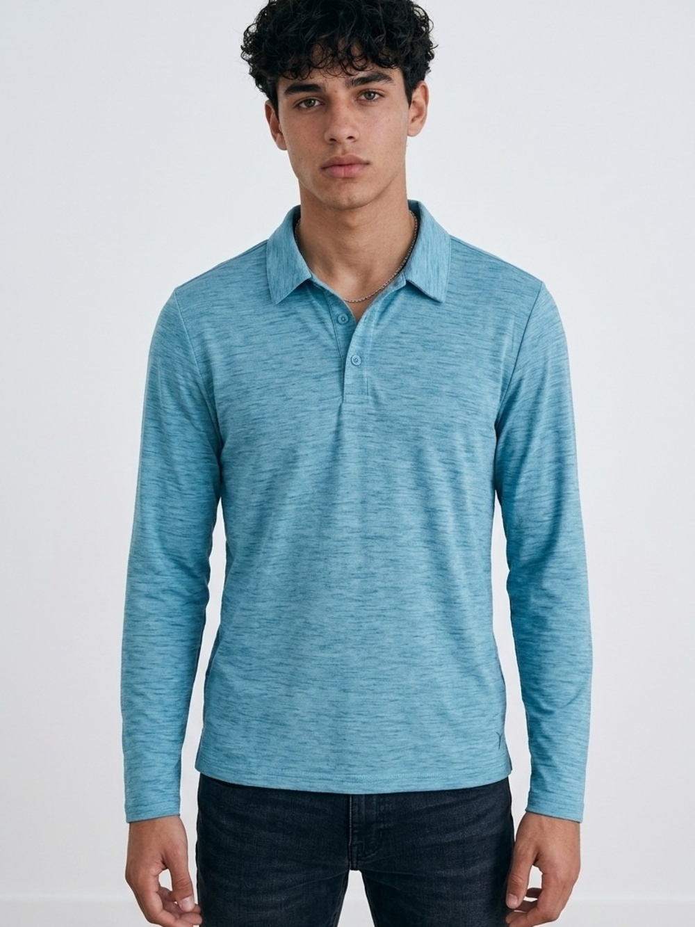 NWT Old Navy Active Heathered Blue Long Sleeve Polo ~sz XL(14-16) School Uniform